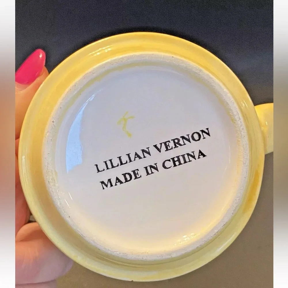 Vintage Lillian Vernon‎ Ceramic Fruit Snack Plate and Mug Set Yellow